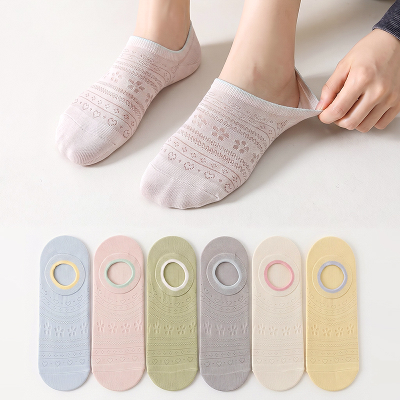 Invisibility Sock Loafer - 6 Çift Kadın Görünmez Çorap Dantel