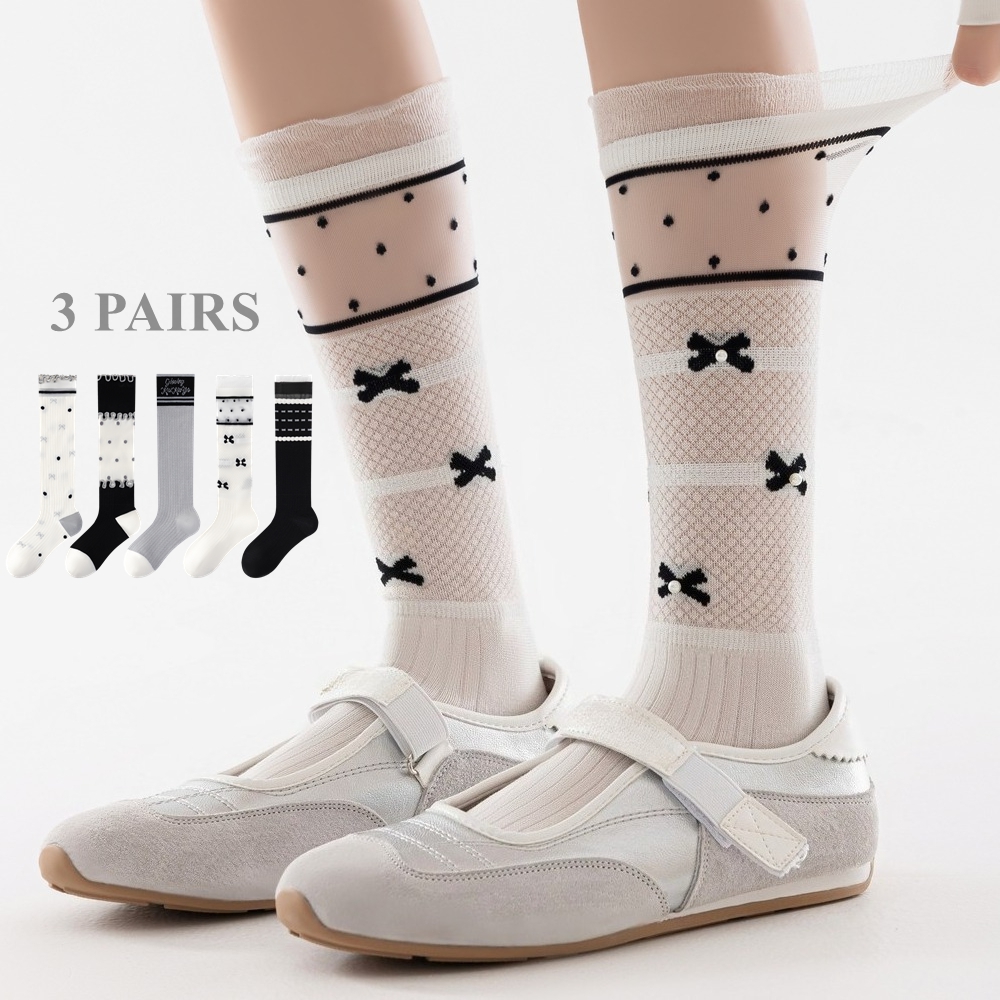 Silk Sock Bamboo - 3 çift sevimli kadın çorapları yaz