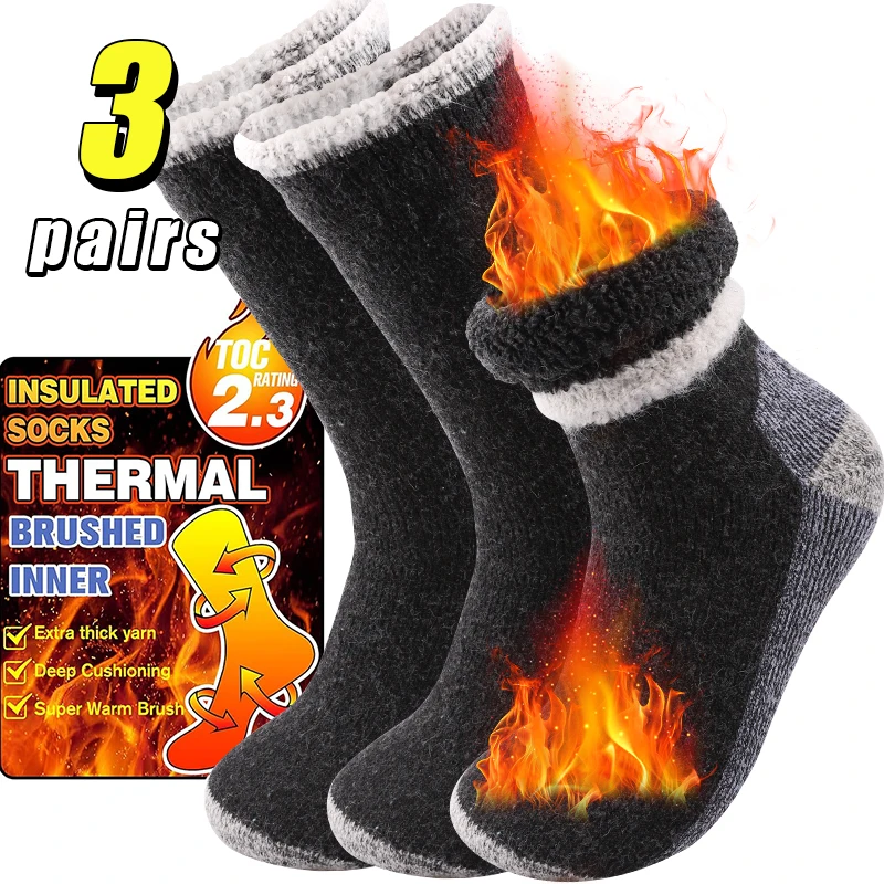 Thermal Sock Winter - 3 çift yüksek kaliteli kalınlaşmak kış