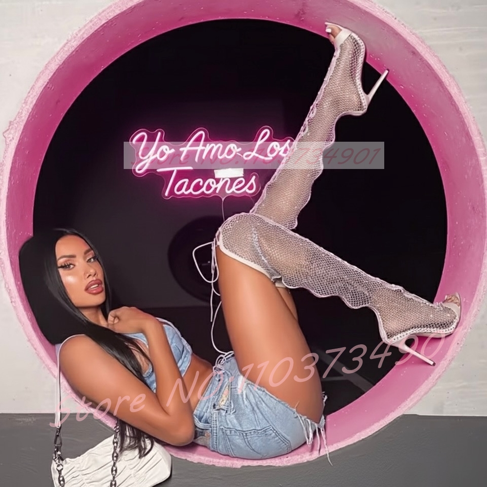 Fishnet Stocking Women - File çorap diz boyu çizmeler kadın