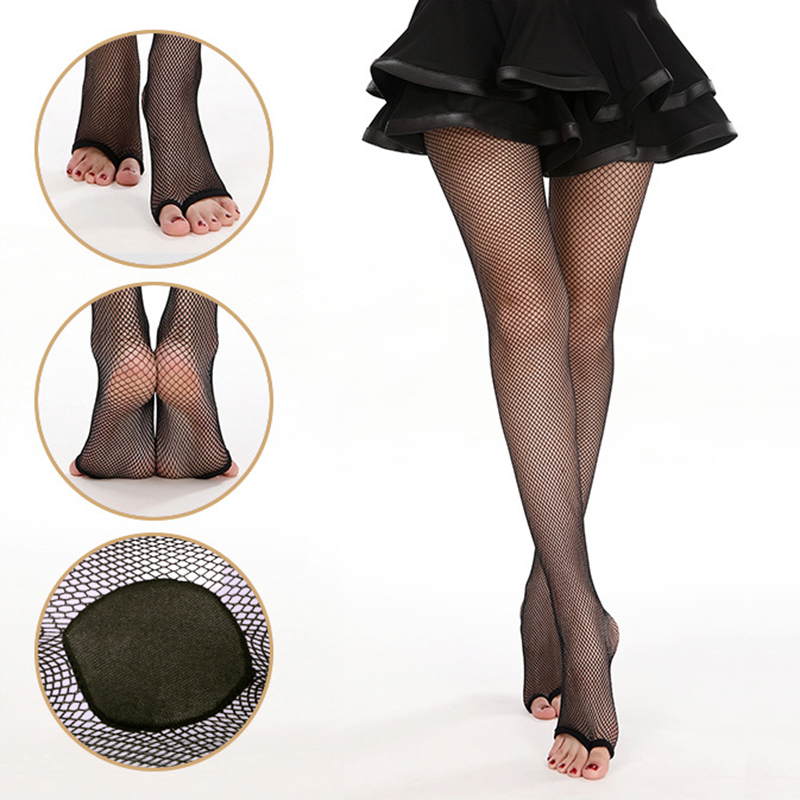Fishnet Stocking Women - Seksi Peep Toe Latin File Çorapları,