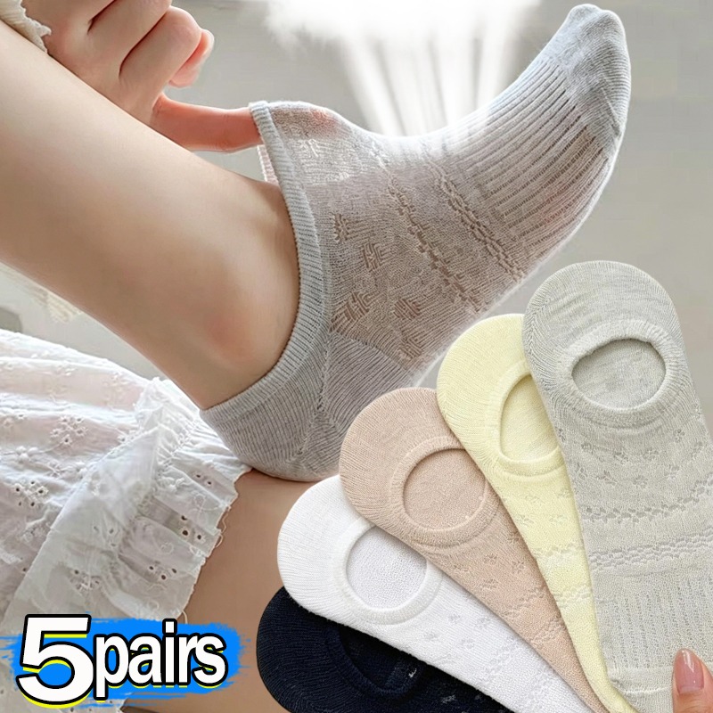 Invisibility Sock Loafer - Kadınlar için dantel desenli bale çorapları,