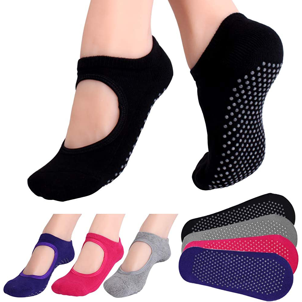 Grip Sock Yoga - Backless kaymaz Fitness Pilates Çorap Pamuk