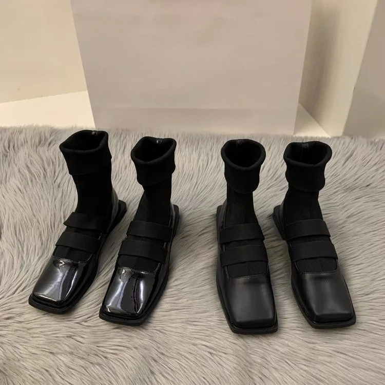 No Show Sock Women - İngiliz tarzı kare örme çorap çizmeler