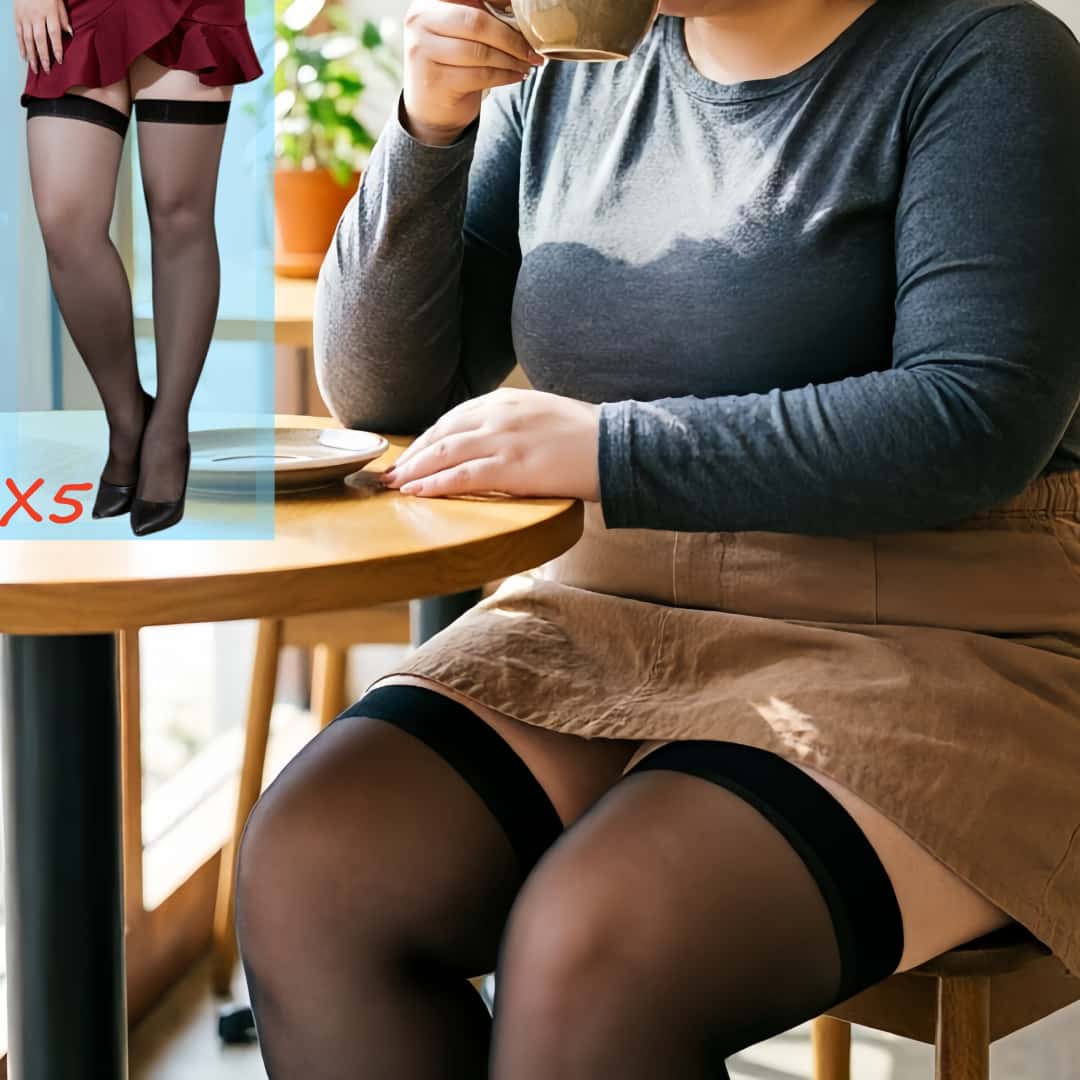 Thigh High Sock Stay Up - 5 çift Büyük Beden Dantel Üstlü