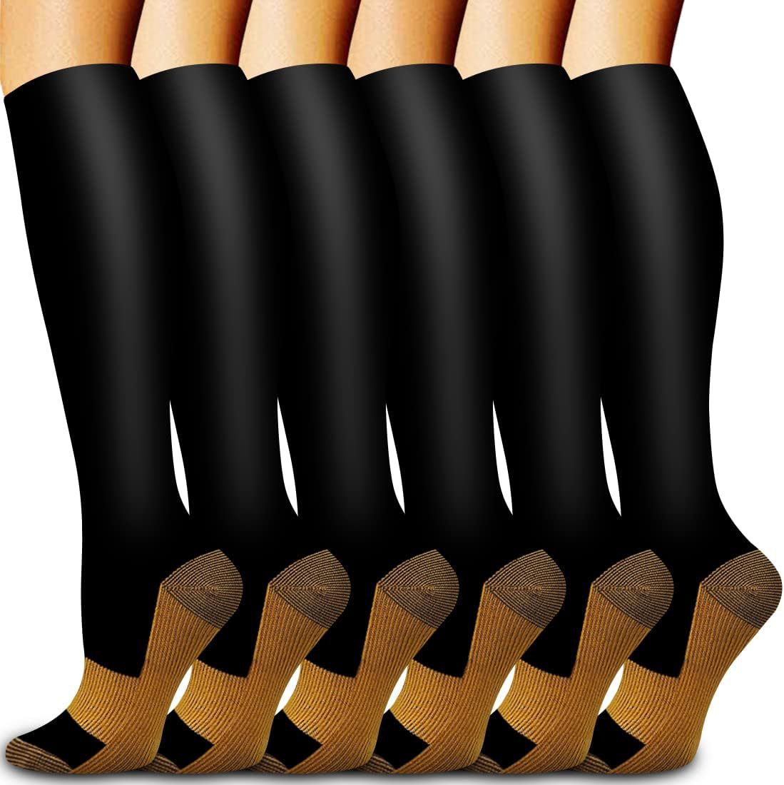 Compression Sock Medical - 6 Çift Düz Renk Bakır Varis
