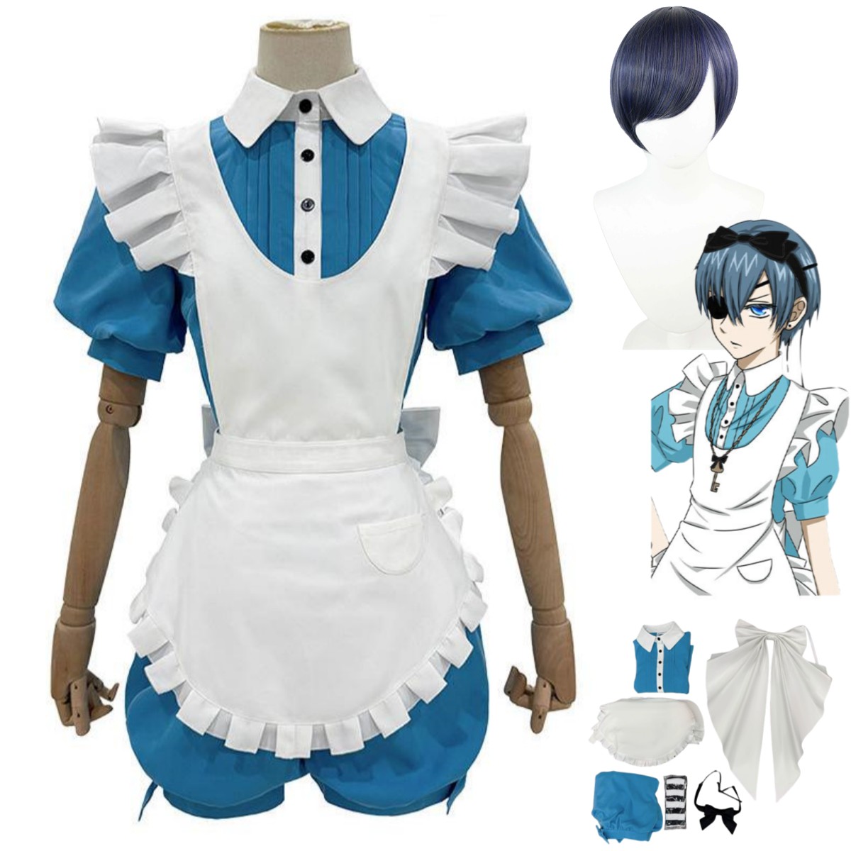 Dress Sock Men - Anime Ciel Phantomhive Gülümseme Cosplay Kostüm