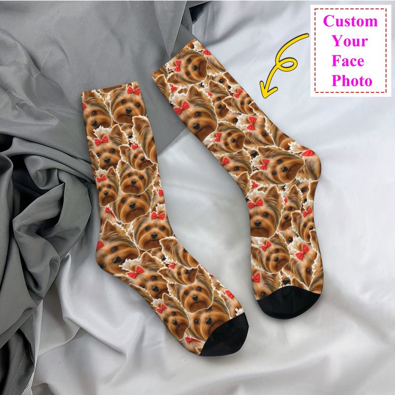 Dress Sock Men - Sevimli Erkek Kişiselleştirilmiş Köpek Yüzü Özel