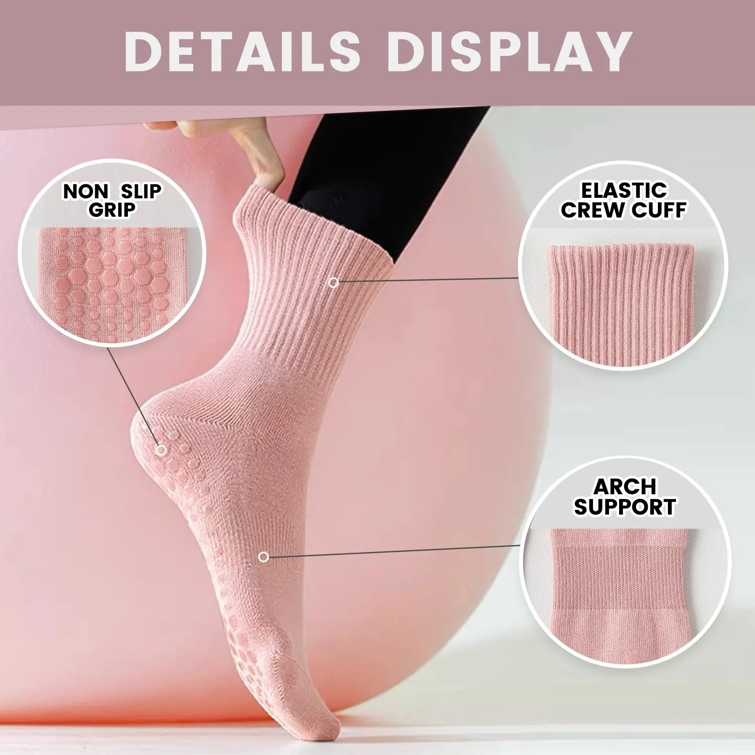 4 çift kadın yoga çorabı, düz  - Grip Sock Yoga incelemesi ve fiyatı