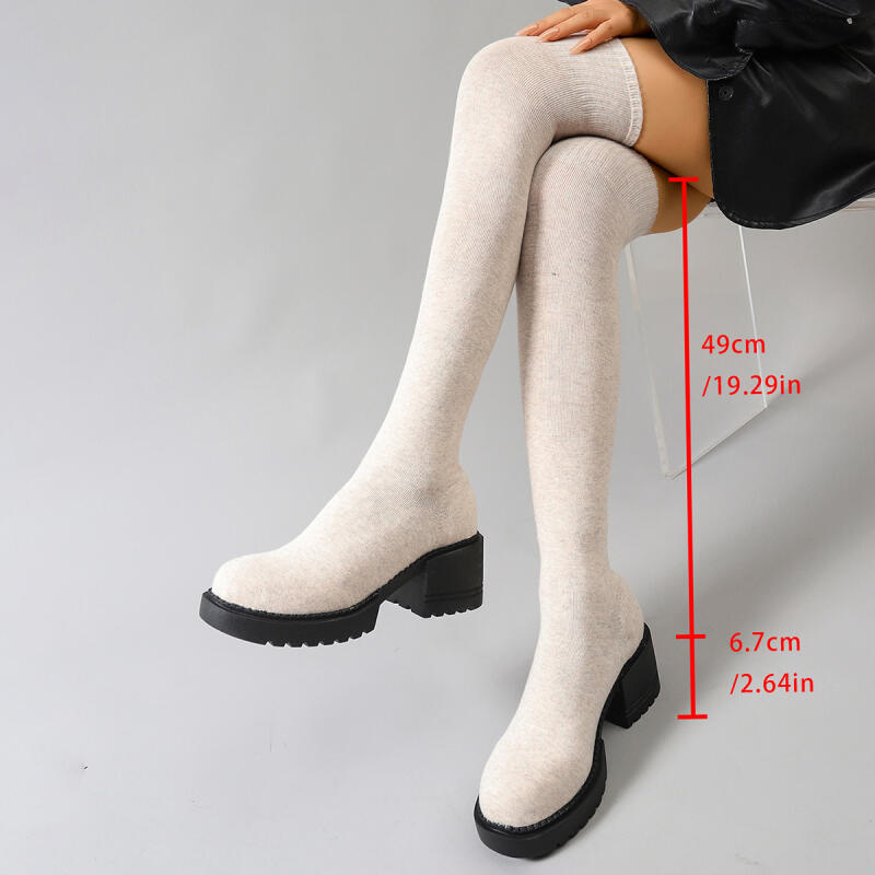 Kalın Tabanlı Diz Üstü Çizmele - Knee High Sock Women incelemesi ve fiyatı